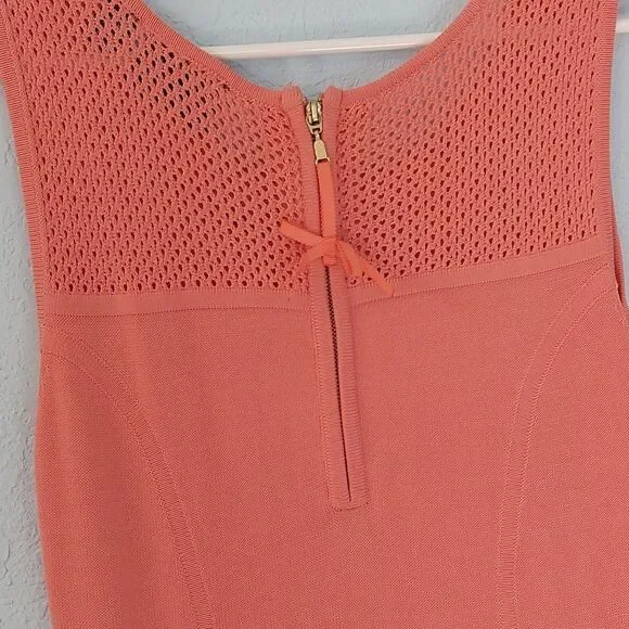 Cynthia Rowley Coral Peach Fit & Flare Crochet Knit Sleeveless Dress Size M - Picture 9 of 10